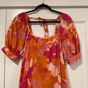 Free Assembly Women's Mini Dress with Pink and Orange Floral Print‎ Size S